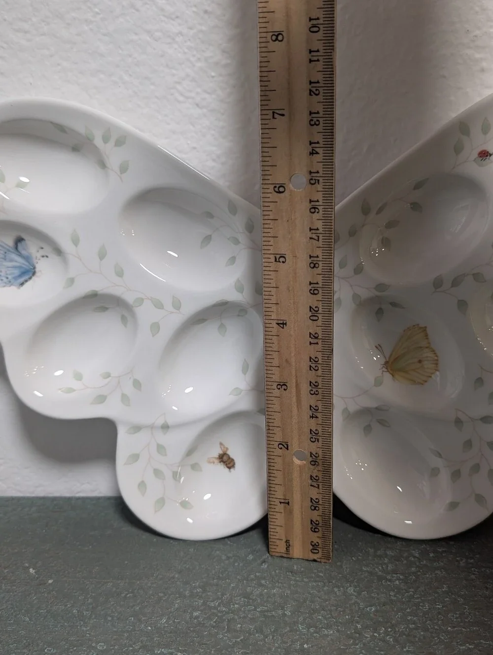Vintage Lenox Butterfly Meadow Deviled Egg Dish Sculpted Platter Floral Bee